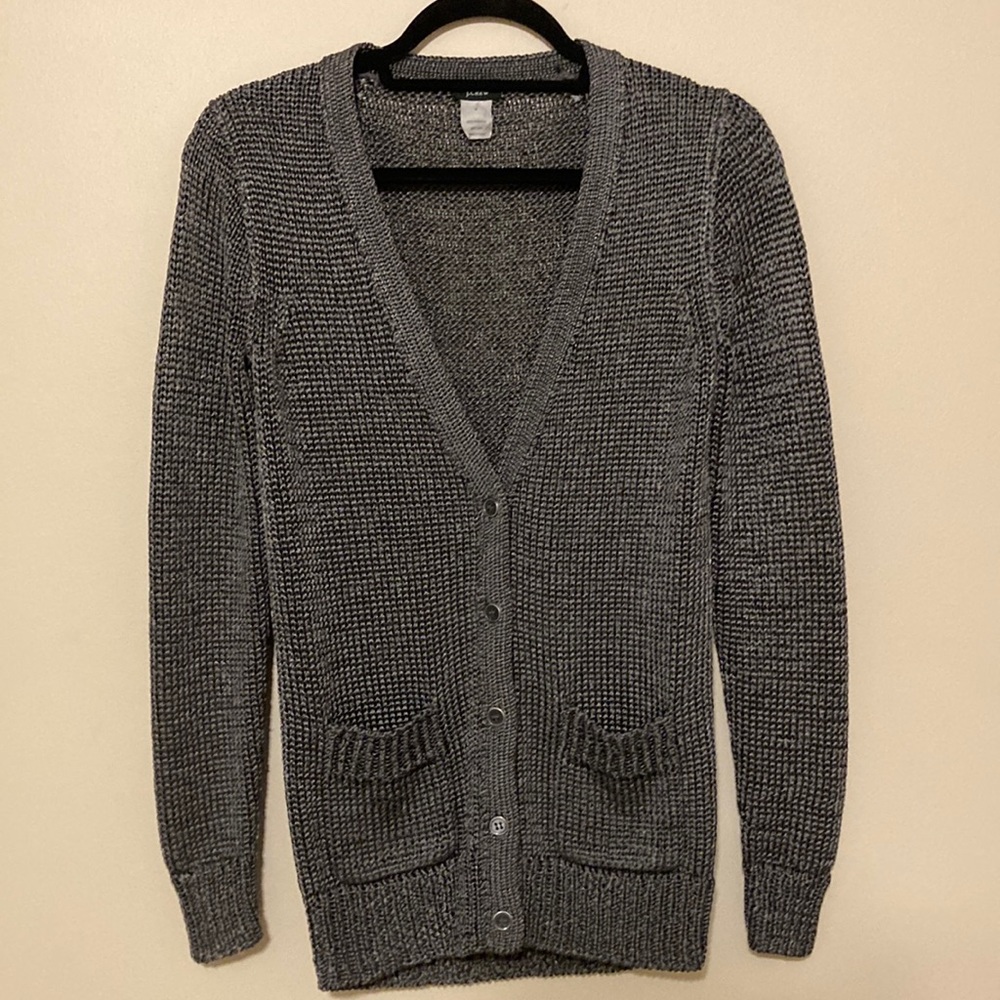 Shiny Pewter Silver Gray J. Crew Cardigan Sweater Size Small